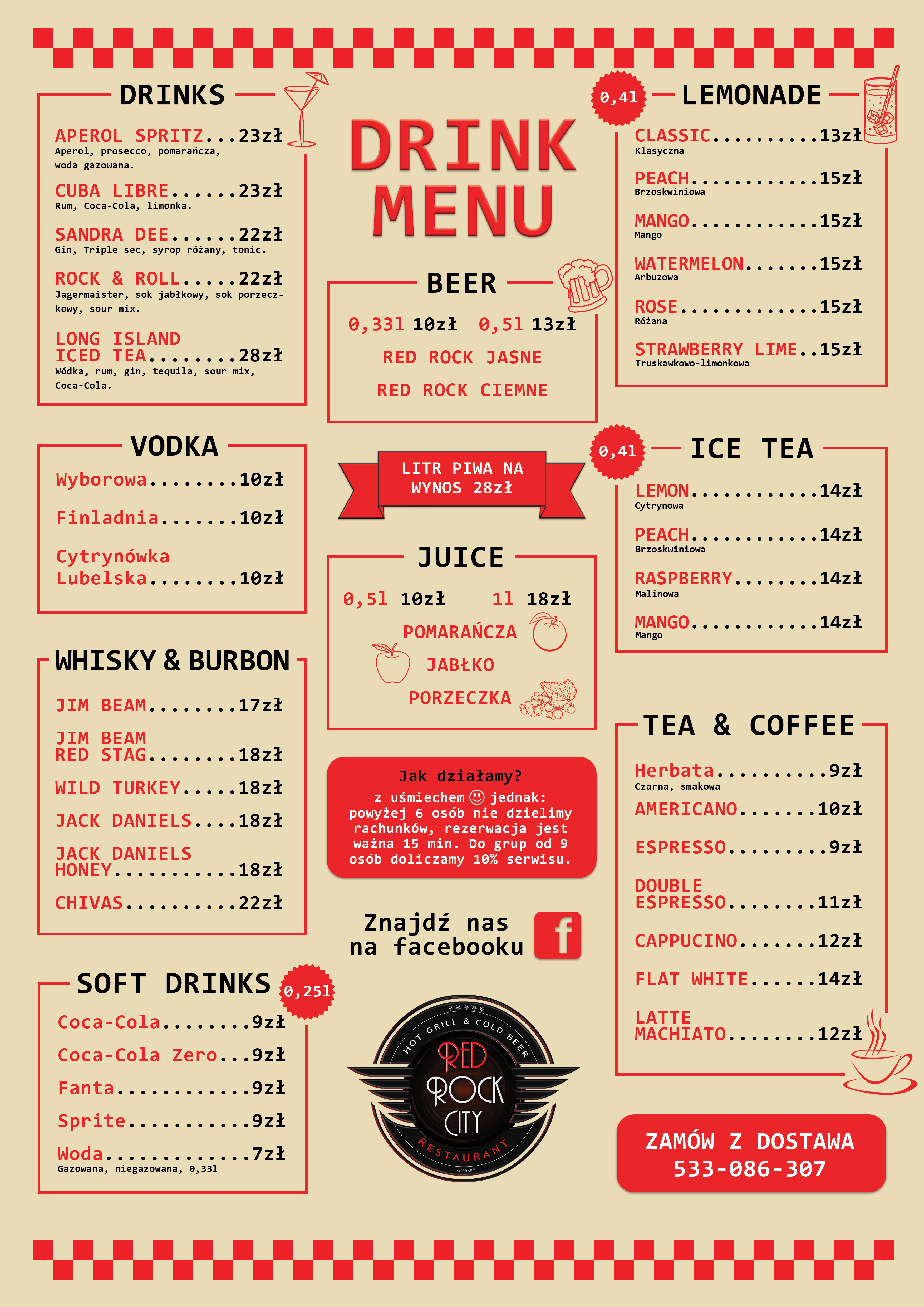 Projekt menu lokalu gastronomicznego